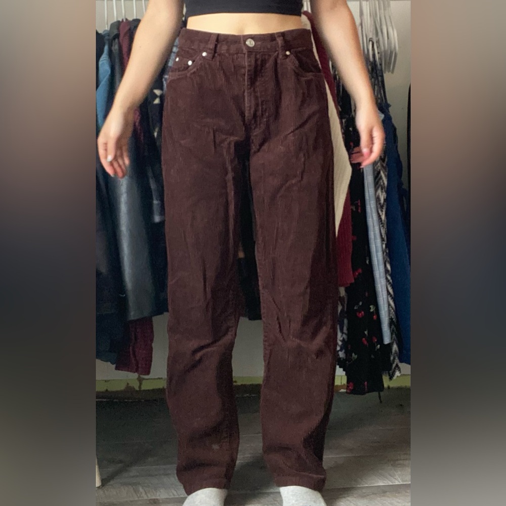 Refuge Brown Corduroy Pants Straight-Leg Casual